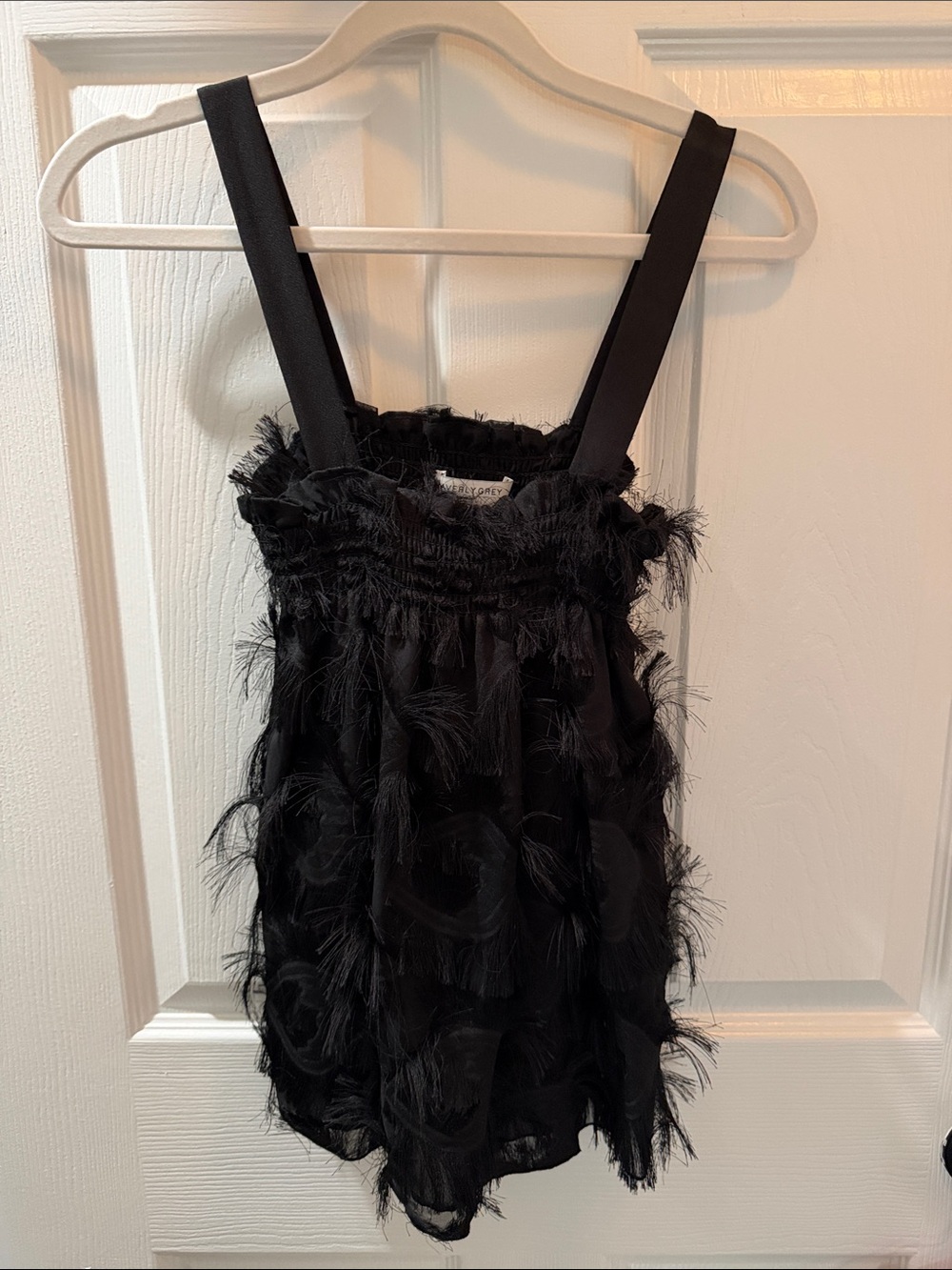 NWOT Anthropologie Waverly Grey - Black frilly flowy top with Straps